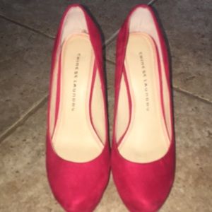 Chinese Laundry Red Faux Suede Platform Pumps